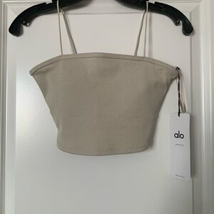 NWT Women’s ALO Yoga Goddess Ribbed Bandeau  Top. Small. Oatmeal Heather.